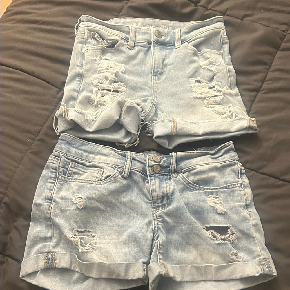 2 pair AE Light Blue Ripped Jean Shorts American eagle and Sonoma